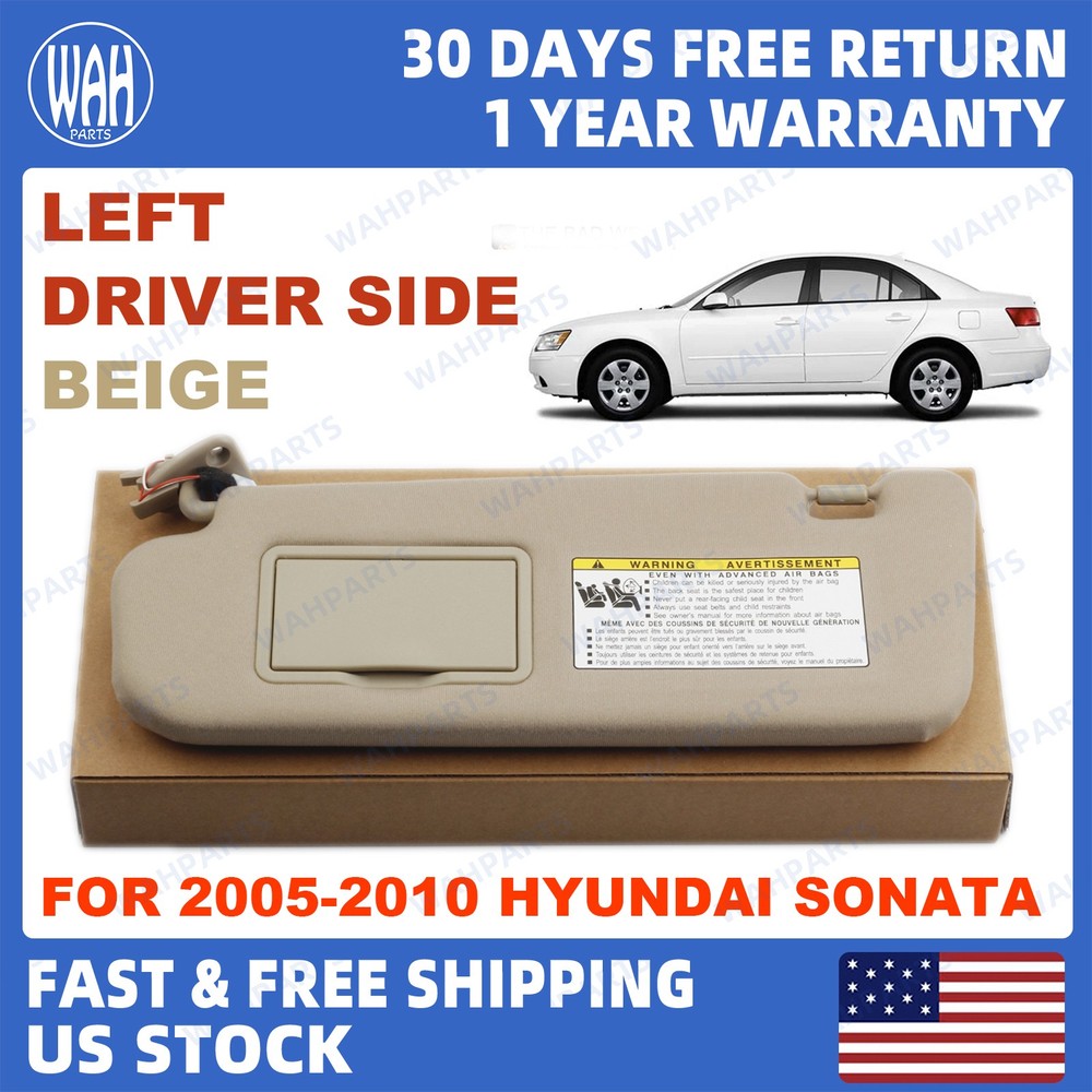For 2005-2010 Hyundai Sonata Left Driver Side Beige Sun Visor 852013K010QD