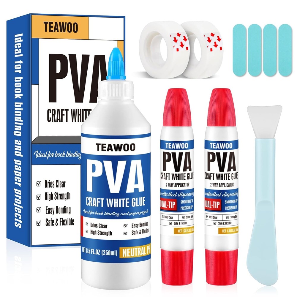 Book Repair & Binding Glue Kit – 8.5 Oz + 2×1.35 Oz Acid-Free PVA Adhesive ?