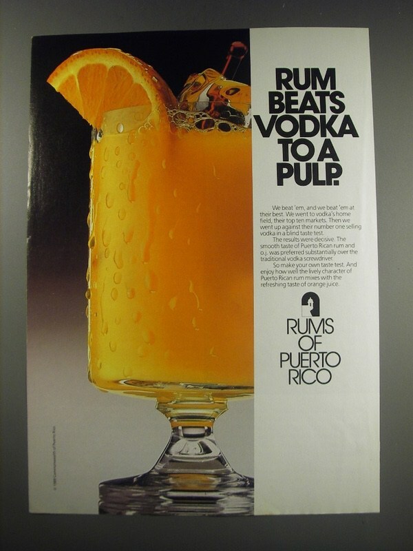 1991 Rums of Puerto Rico Ad - Rum beats vodka to a pulp
