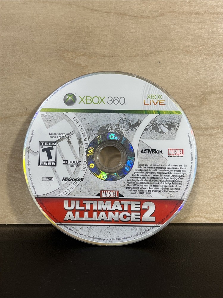Marvel Ultimate Alliance 2 (Microsoft Xbox 360, 2009) Tested & Working Disc Only