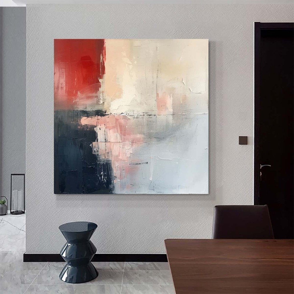 Large Red Abstract Paintings On Canvas White Abstract Canvas Art Oil Painting