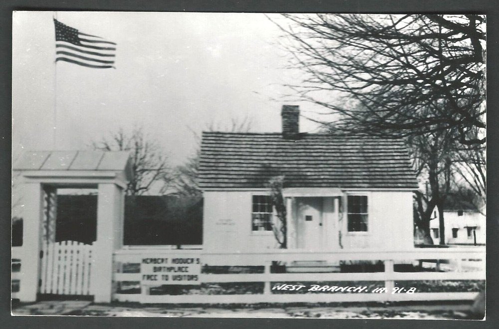 WEST BRANCH IOWA Herbert Hoover Birthplace Exterior RPPC Real Photo Postcard