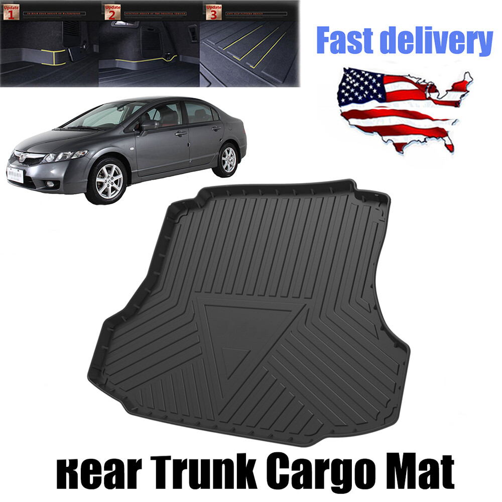 Honda Civic Sedan 2006-2011 Rear Black Cargo Trunk Tray Liner Floor Mat