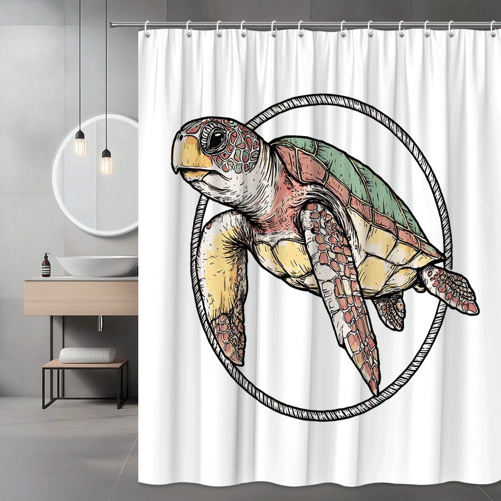 Sea Turtle Shower Curtain Graphic Ocean Animal Print