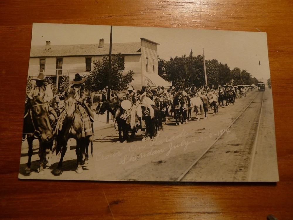 Sheridan Wyoming 1914 Parade Trolley Real Photo Post Card Unused SKU#37478