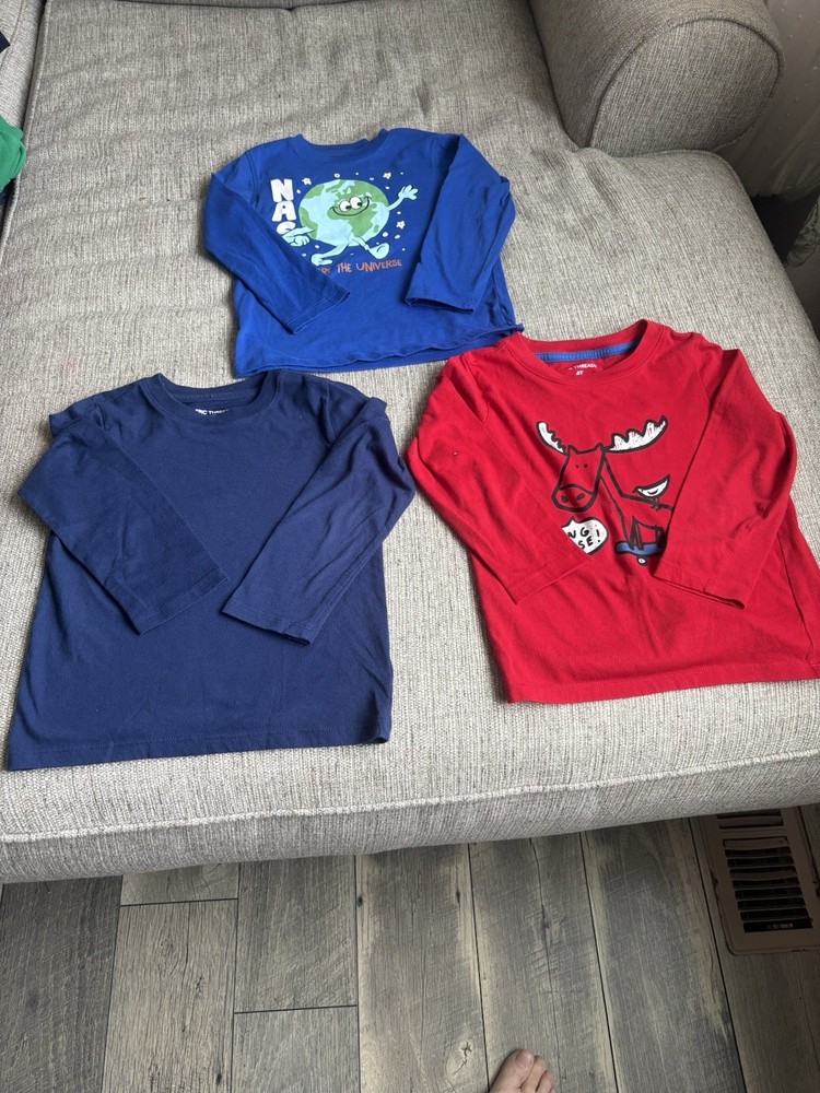 Epic Threads Boys 4T Long Sleeve Graphic T-Shirts Blue Red Animals Space