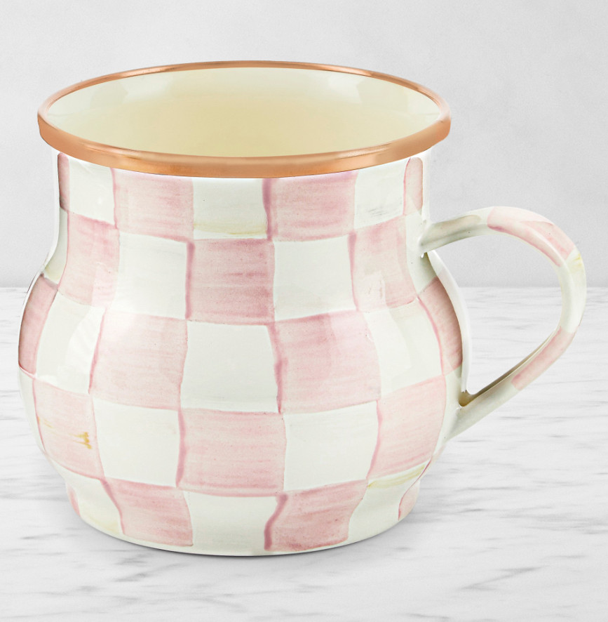 MacKenzie-Childs 16oz Rosy Check Enamel Mug - New!