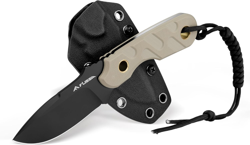 Fixed Blade Knife, 7 Inch Full Tang Hunting Knife with Kydex Sheath and Emergenc