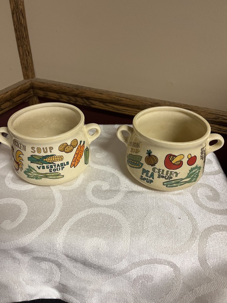 2 vintage soup bowl mug made in japan rare 1970's