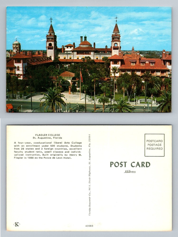 St Augustine, FL-Florida, Flagler College Ponce De Leon Hotel Vintage Postcard