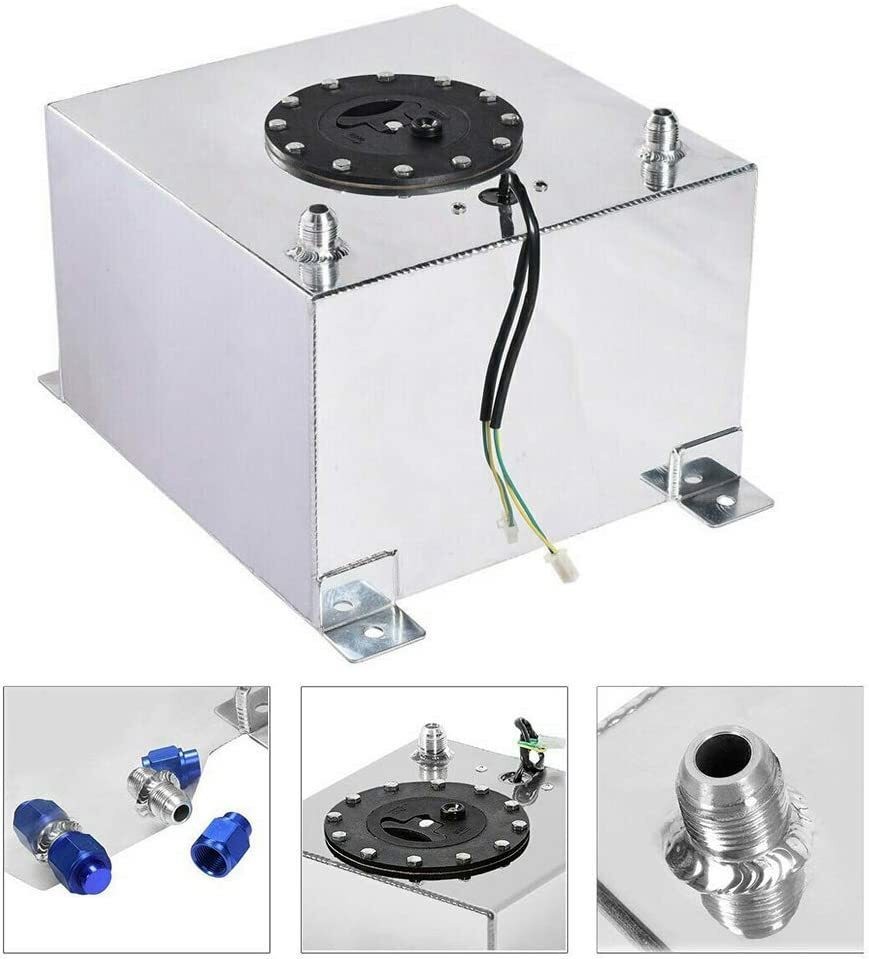 8 Gallon 30.5L Fuel Cell Tank Polished Aluminum Racing Drift with Level Sender