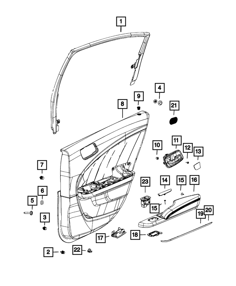 Genuine Mopar Rear Door Trim Panel Assembly Right 6XA142X9AC
