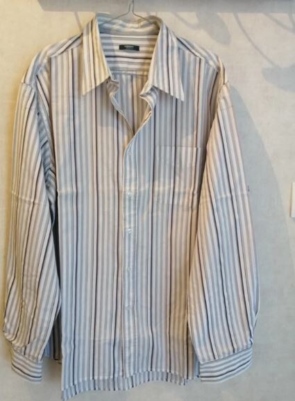 La Redoute Regular Cotton Grey Striped White Shirt Size 44 (4205017)