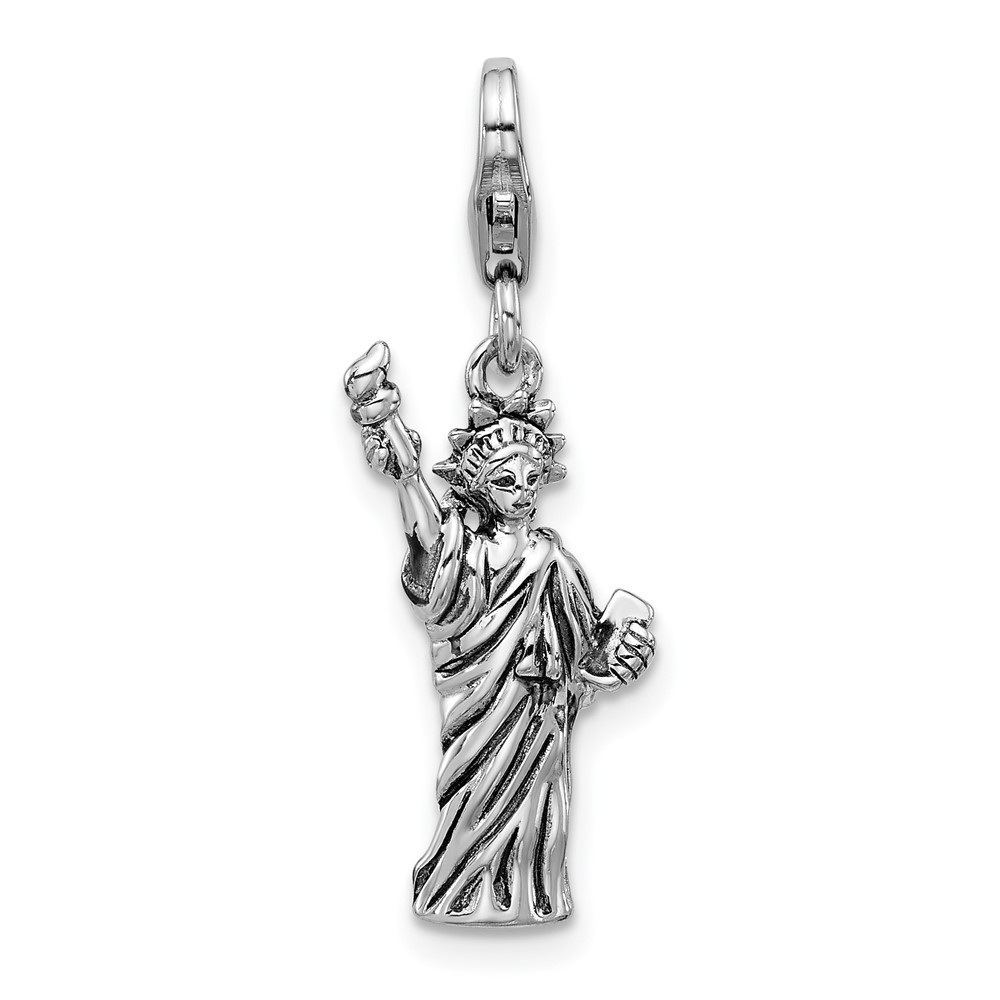 Sterling Silver 3-D Antiqued Statue Of Liberty Charm Pendant 2.22gm L-29.25 mm
