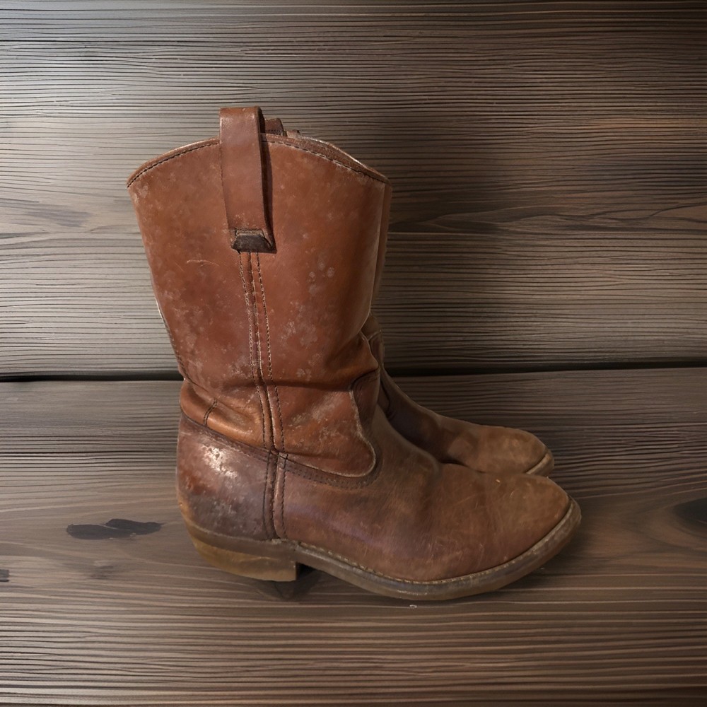 Vintage Red Wing Mens Size 10 Distressed Steel Toe Cowboy Boots