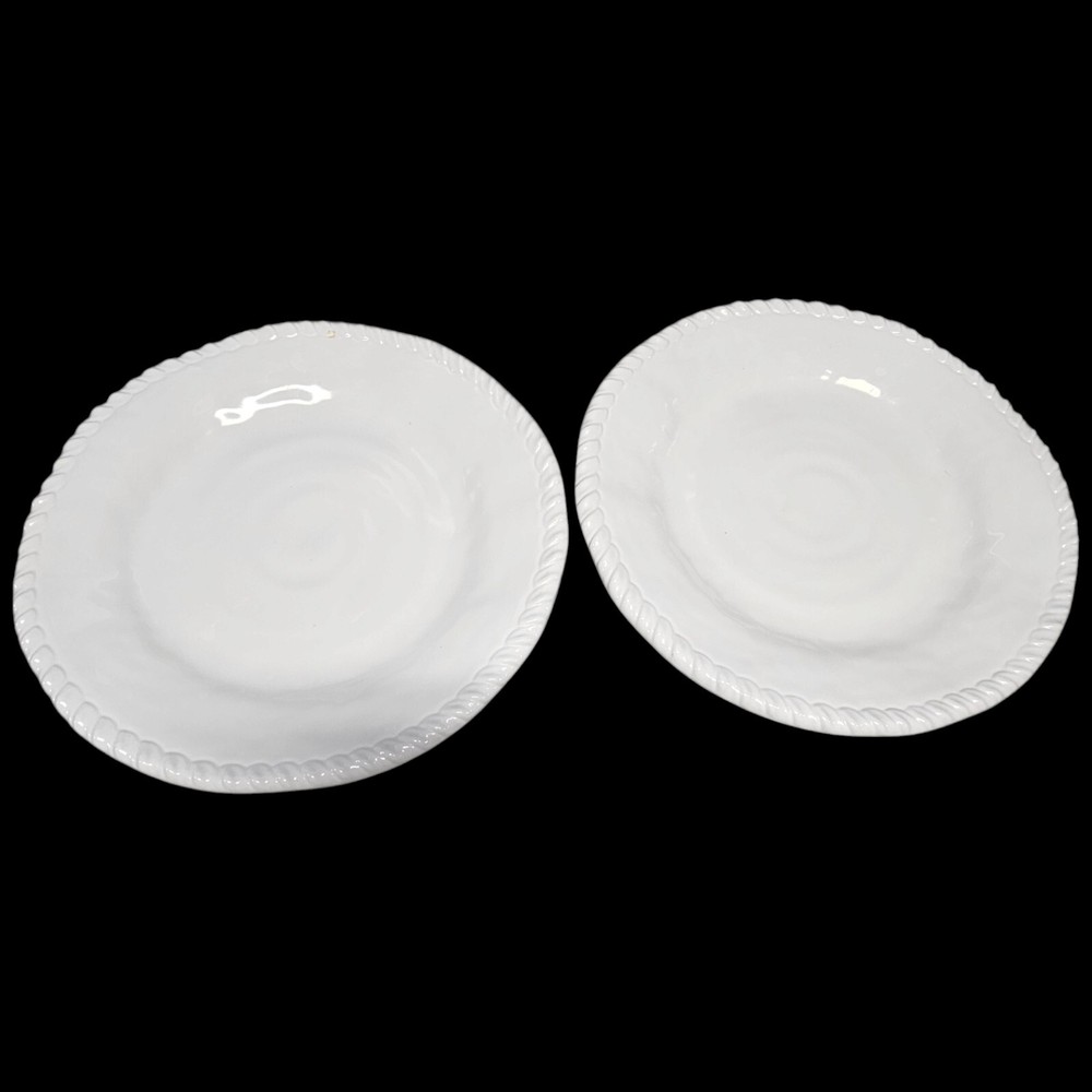 2 Salad Plate Tommy Bahama White Plastic Melamine Rope Edge Rim