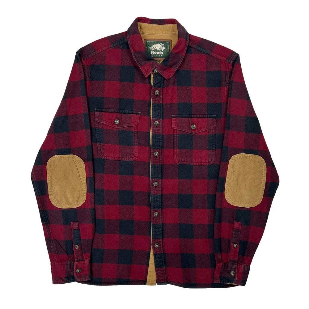 Roots Checked Flannel Shirt - Large Red Cotton