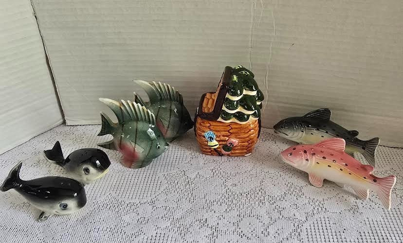 Vintage FISH Salt and Pepper Shakers-lot of 4 Sets