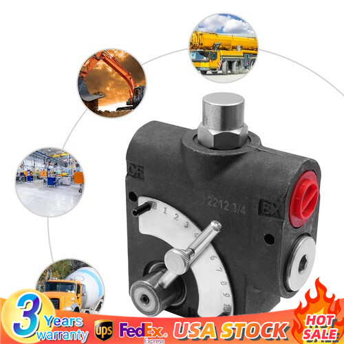 Hydraulic Adjustable Flow Control Valve 0-30 GPM with Relief 3/4 NPT