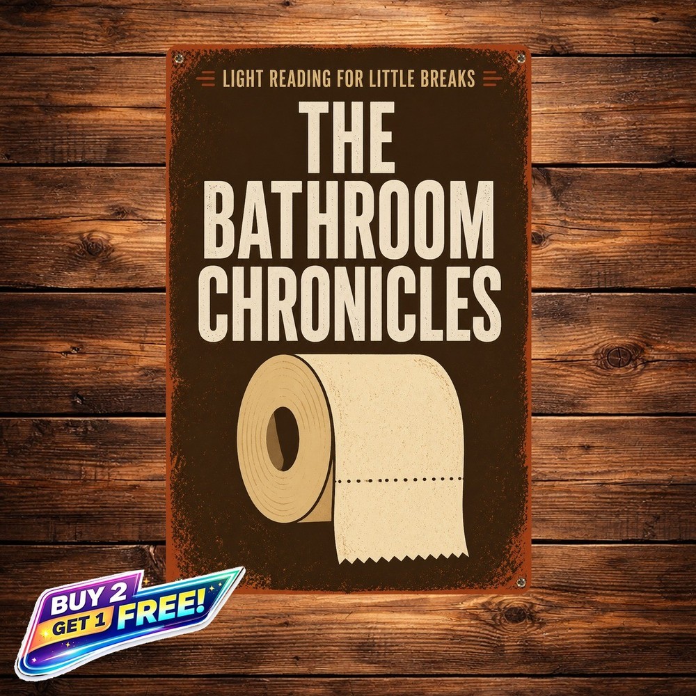 Funny Bathroom Poo Book Metal Sign Humorous Toilet Wall Decor