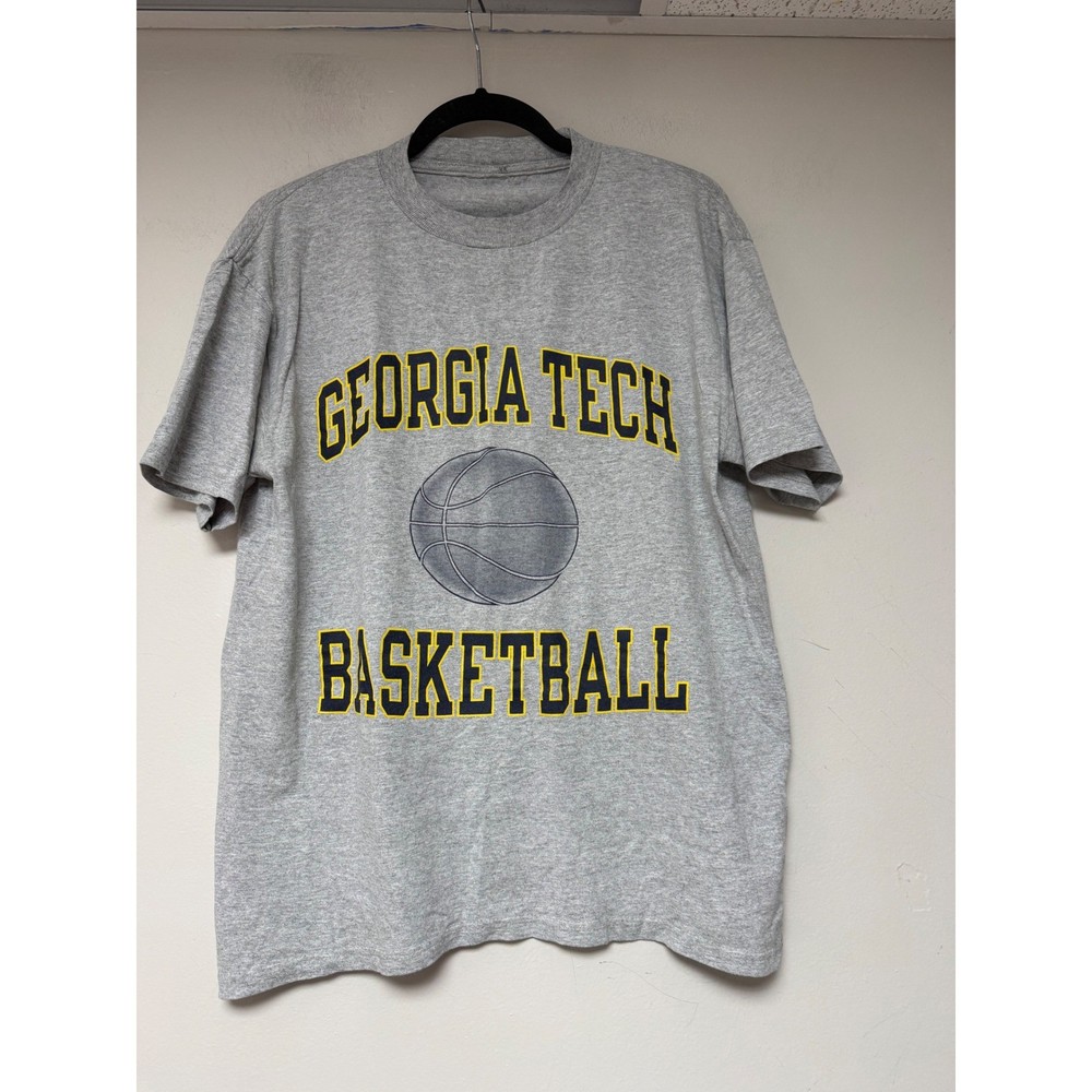 Georgia Tech Yellow Jackets Basketball T Shirt Mens Medium Grey Short Sleeve