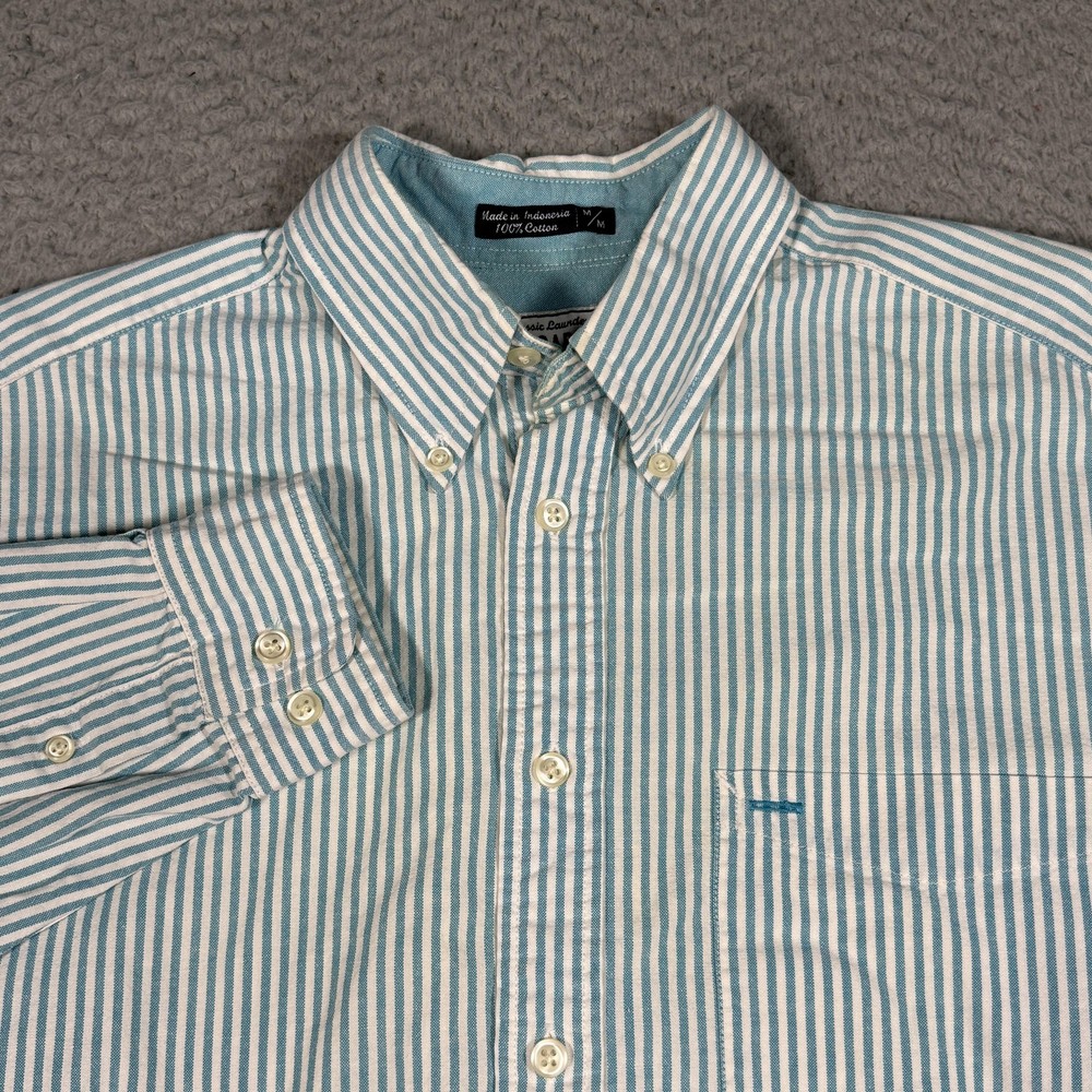 Gap Shirt Mens M Blue White Stripe Oxford Long Sleeve Button Down Casual Classic
