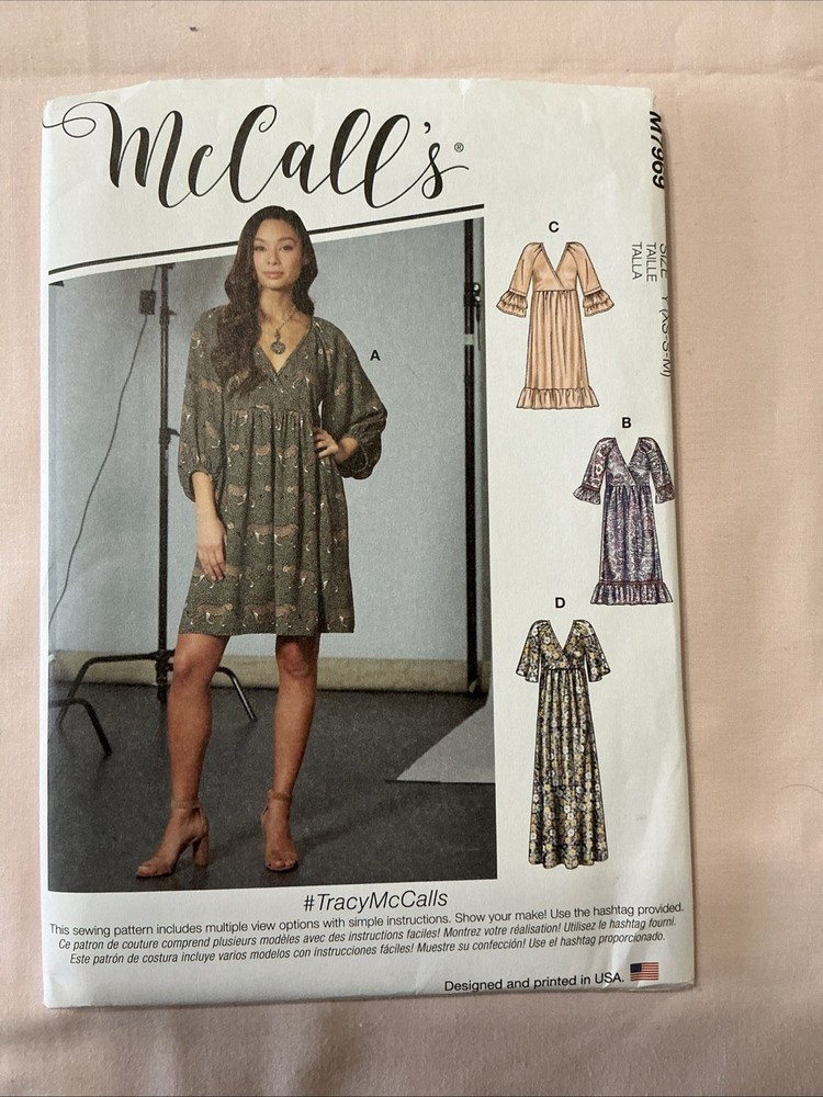 McCall's M7969 Sewing Pattern Dress Sizes XSM, SML, MED Uncut 7969