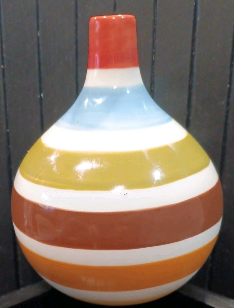 Jonathan Adler Italia Happy Home Ceramic Striped Gourd Vase With Design Mark 5