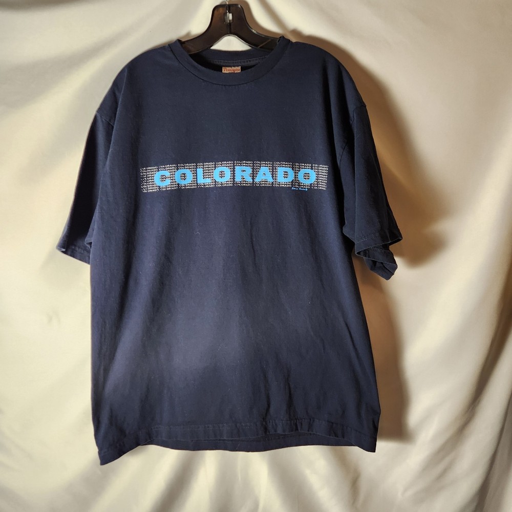 Vintage 90s Pennington Colorado T-Shirt Men's L Large Made in USA Faded Navy