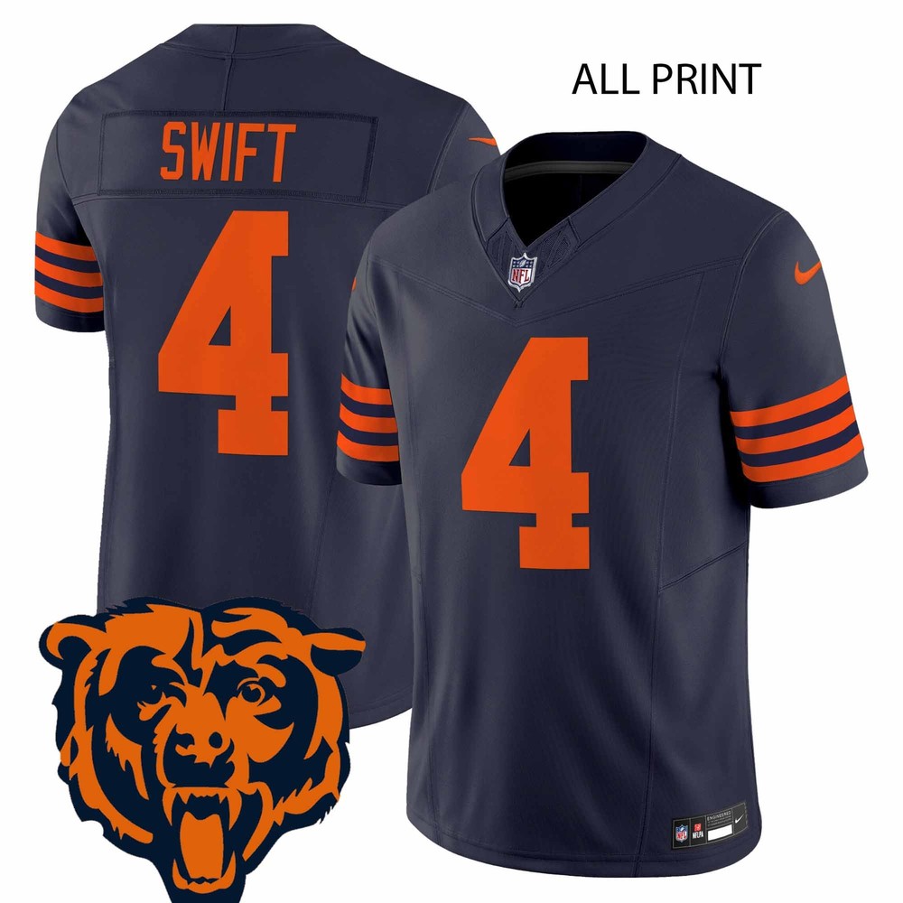 Chicago Bears #4 DAndre Swift Jersey with Full Print Design