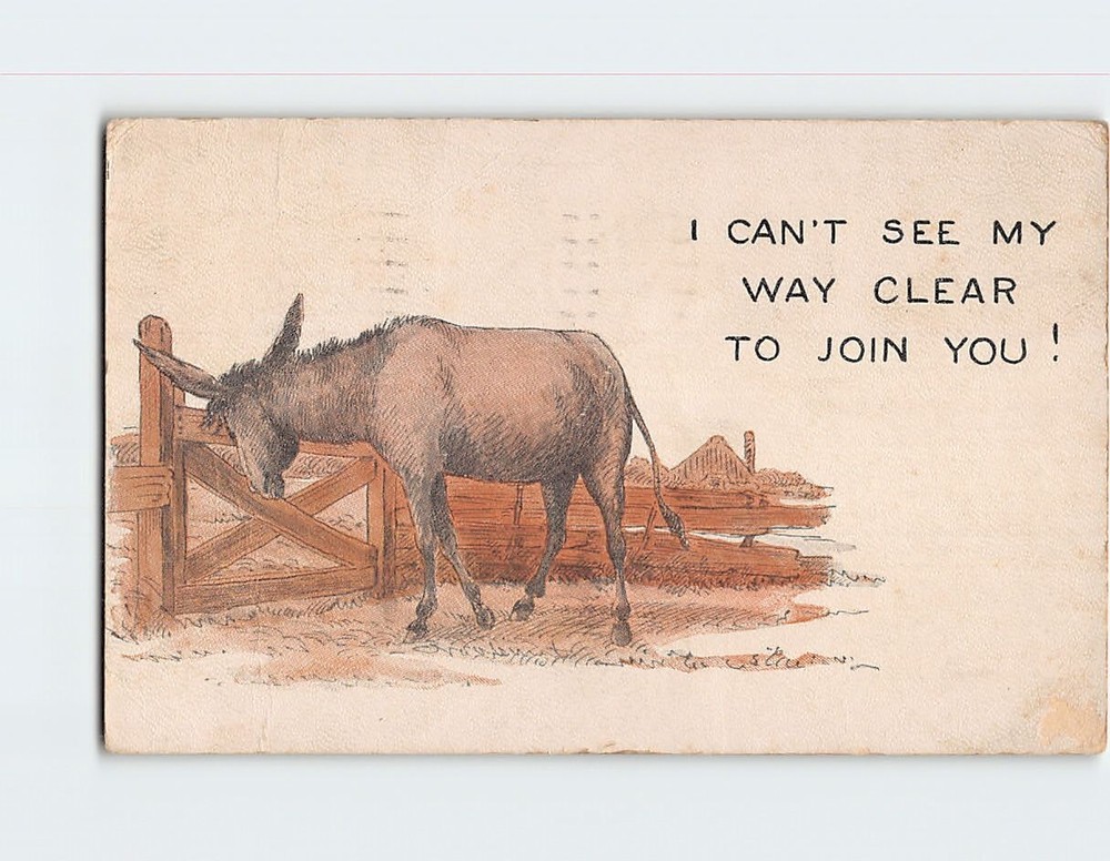 Postcard I Can't See My Way Clear To Join You Horse Art Print