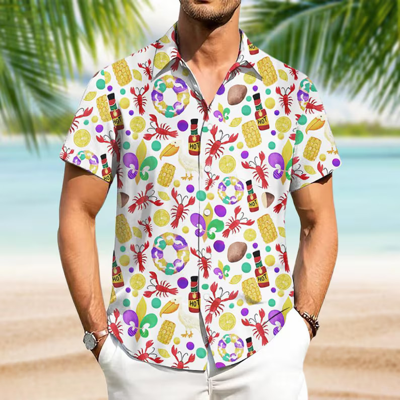 Crawfish Boil Mardi Gras Hawaii Shirt Men Women Aloha Party