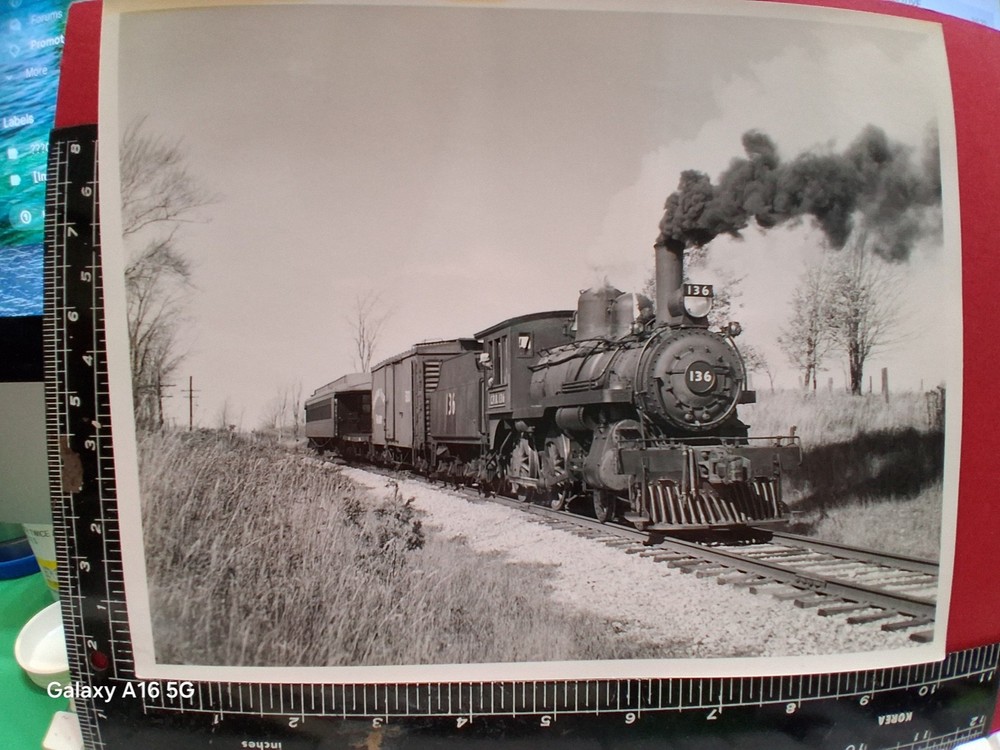Canadian Pacific Railroad 4-4-0 Locomotive #136 W Mixed Train Photo Ontario Cana