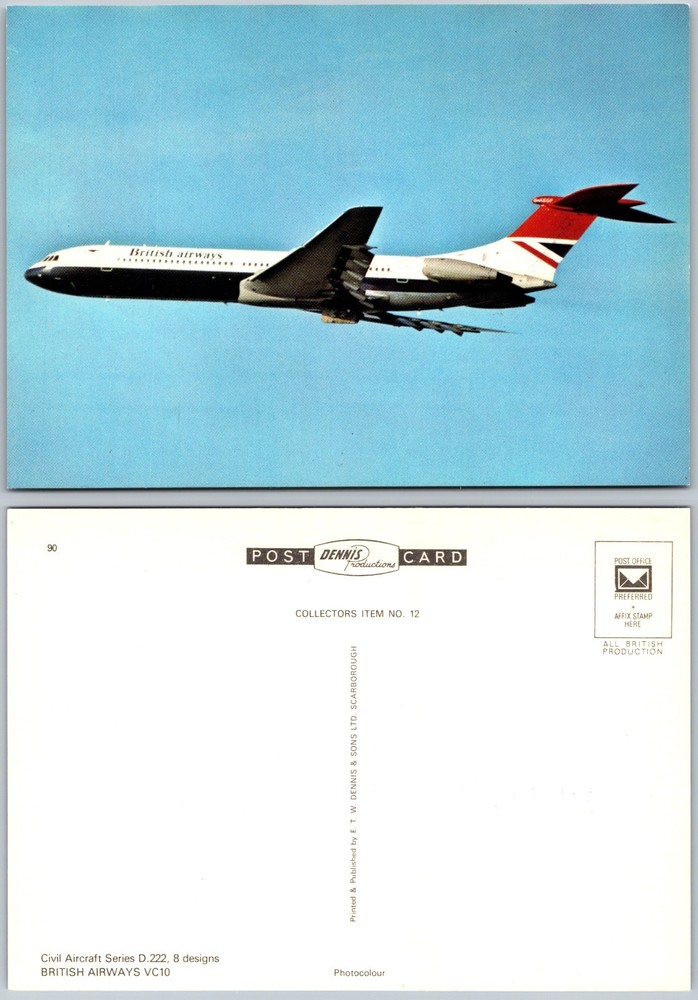 Continental British Airways Aircraft Postcard