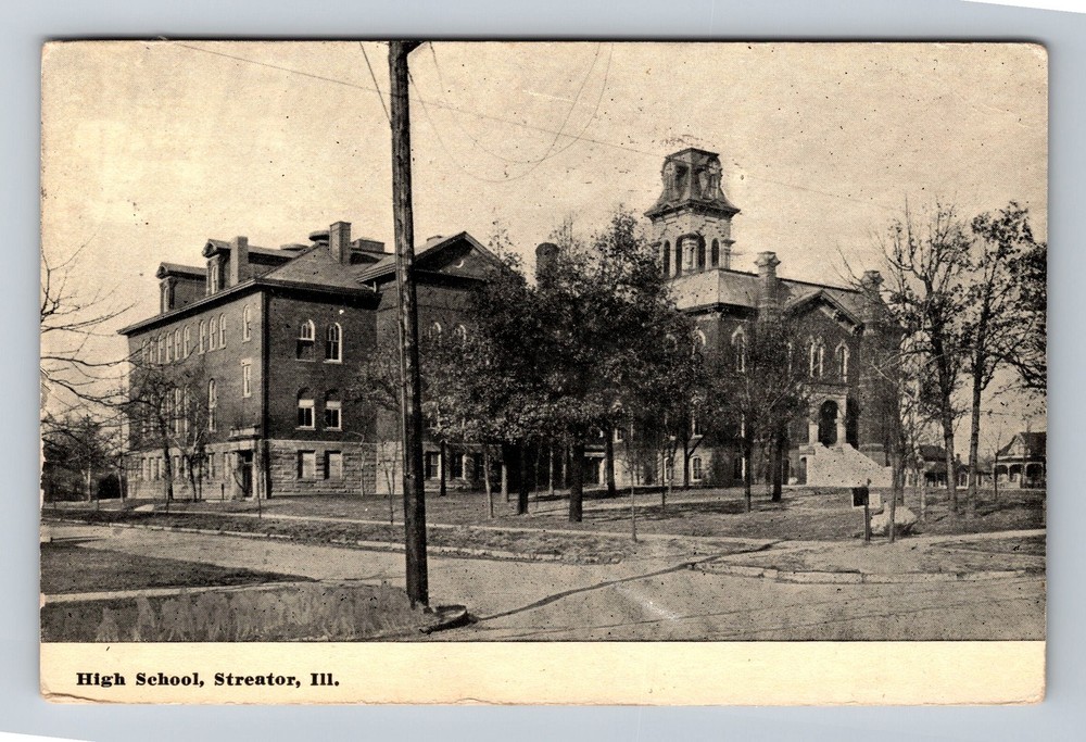 Streator, IL-Illinois, High School Building, Antique Vintage c1913 Postcard