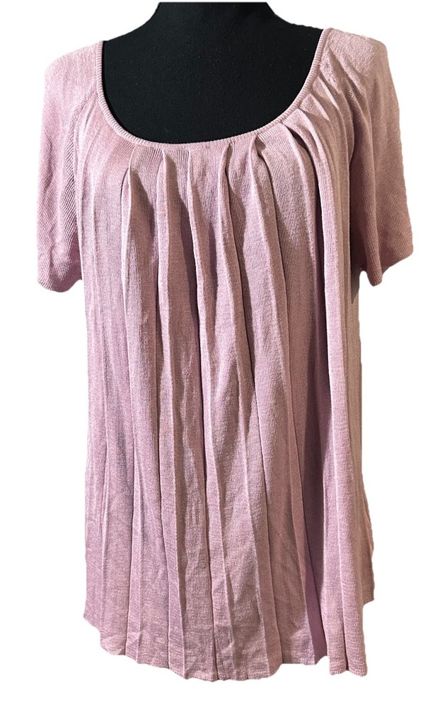 Banana Republic Pleated Short Sleeve Blouse Top Women's Lavender Size L