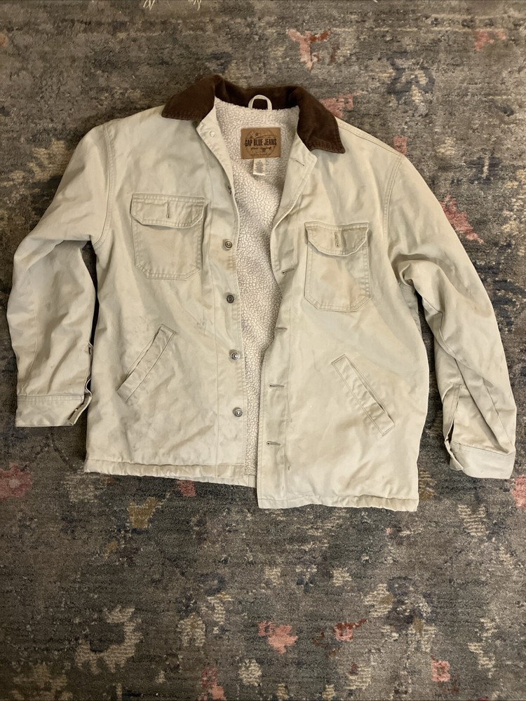 GAP Womens Sherpa Fleece Lined Western Trucker Jacket Size S Button Up