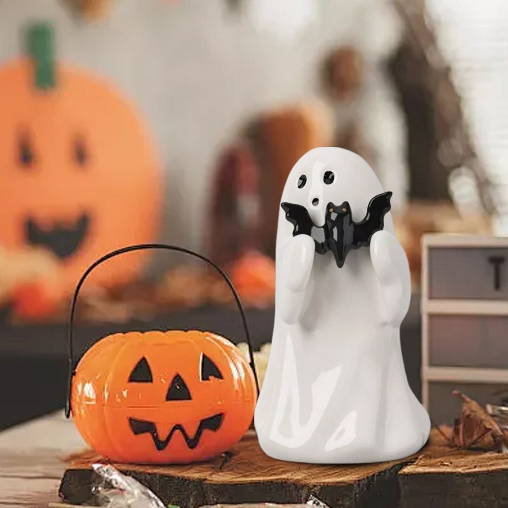 Bootiful Resin Ghost Halloween Decorative Figurine Pink Pumpkin &bat set GIFT US
