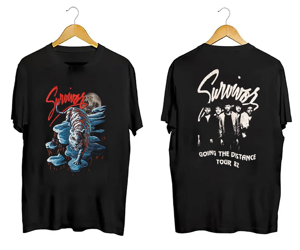 SURVIVOR BAND GOING THE DISTANCE TOUR Shirt Short Sleeve Unisex Cotton Tee