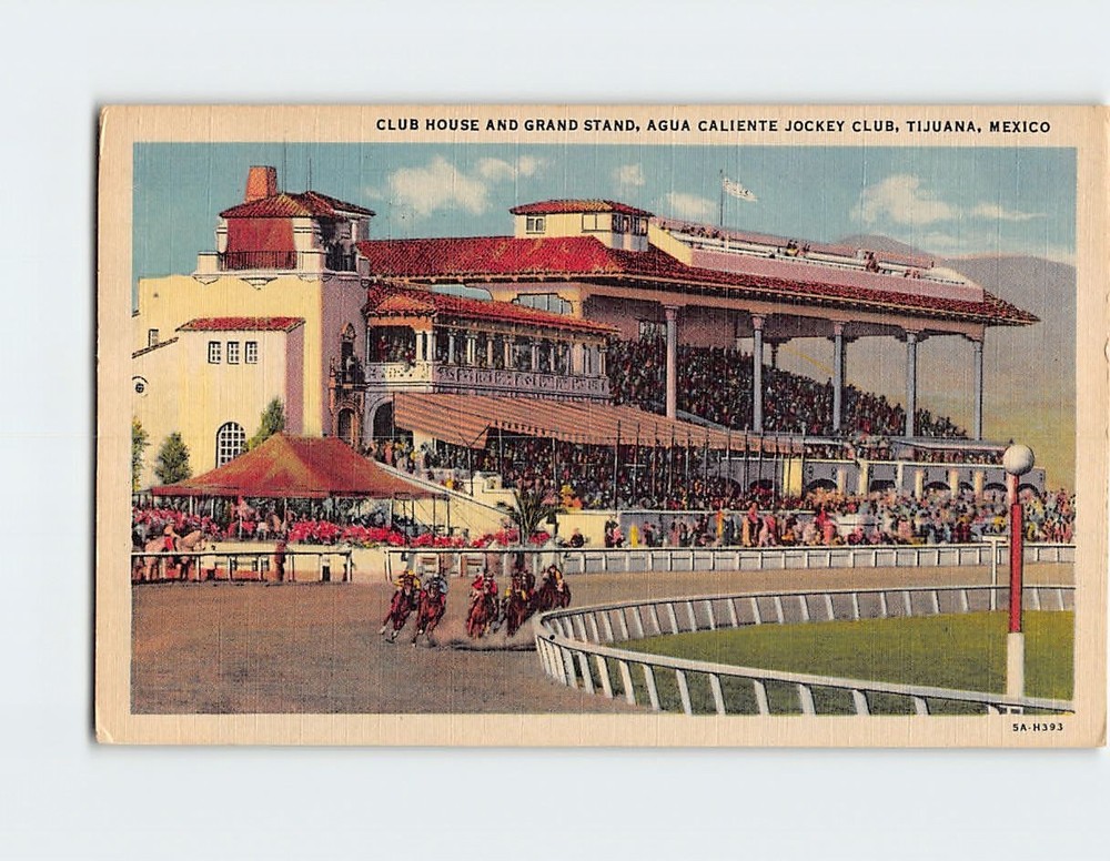 Postcard Club House and Grand Stand Agua Caliente Jockey Club Tijuana Mexico