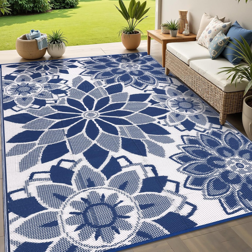 Best LOKHOM Outdoor Rug for Patio 5x8 ft Reversible Plastic Straw Camping Rug