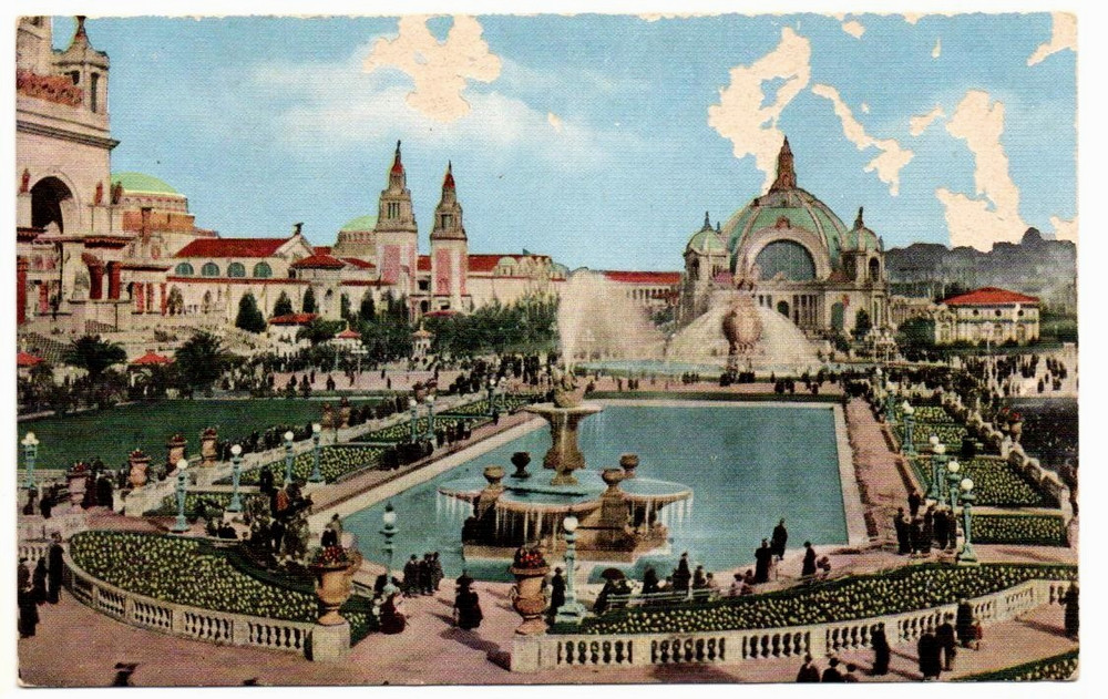 Vintage Postcard Lagoon Fountain Panama Pacific Exposition 1915 San Francisco CA