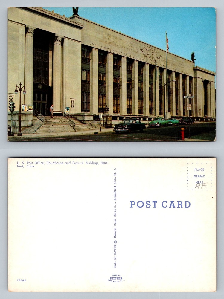 Hartford, CT-Connecticut, Post Office & Federal Courthouse Bldg Vintage Postcard