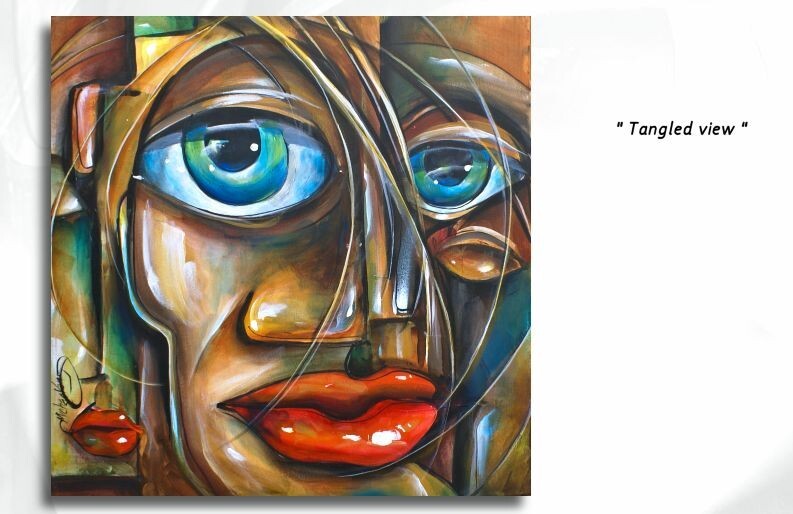 Mike lang  one of a kind original urban expression modern art unique C.O.A. MIX