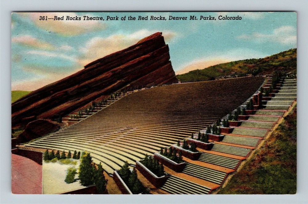 Denver, CO-Colorado, Park Of The Red Rocks Open Air Amphitheatre Chrome Postcard