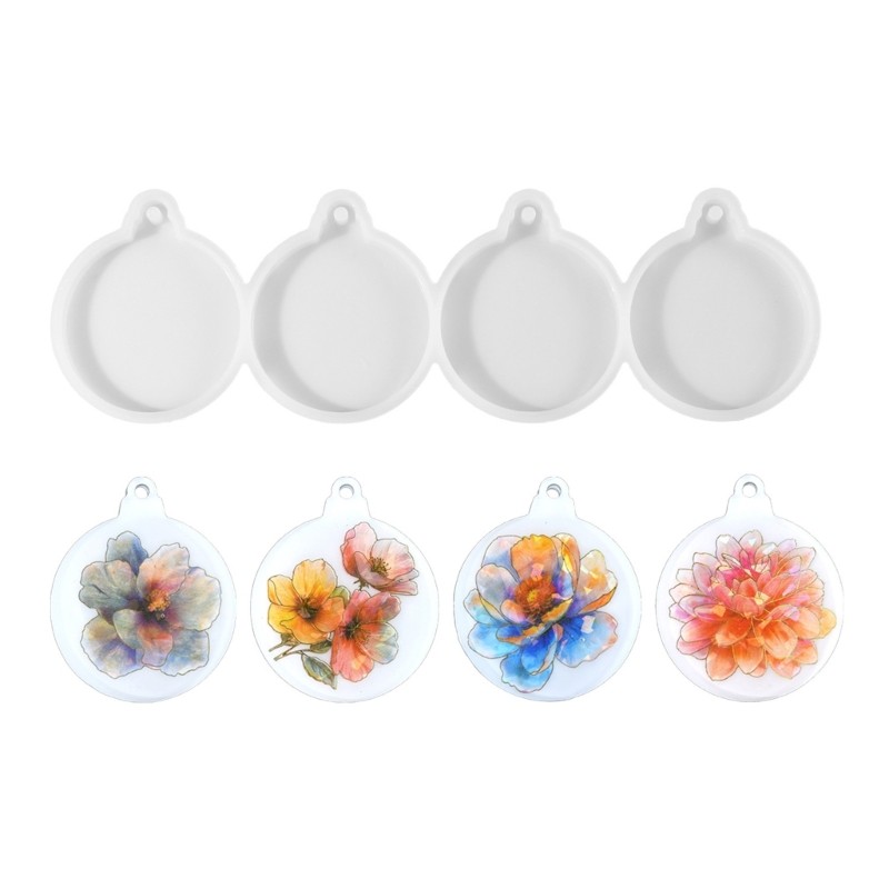 Round Epoxy Resin Molds for DIY Christmas Tree Ornaments and Crafts