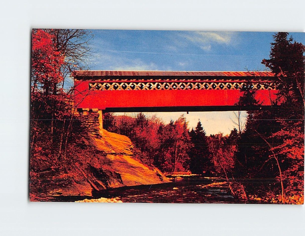 Postcard Old Covered Chiselville Bridge East Arlington Vermont USA