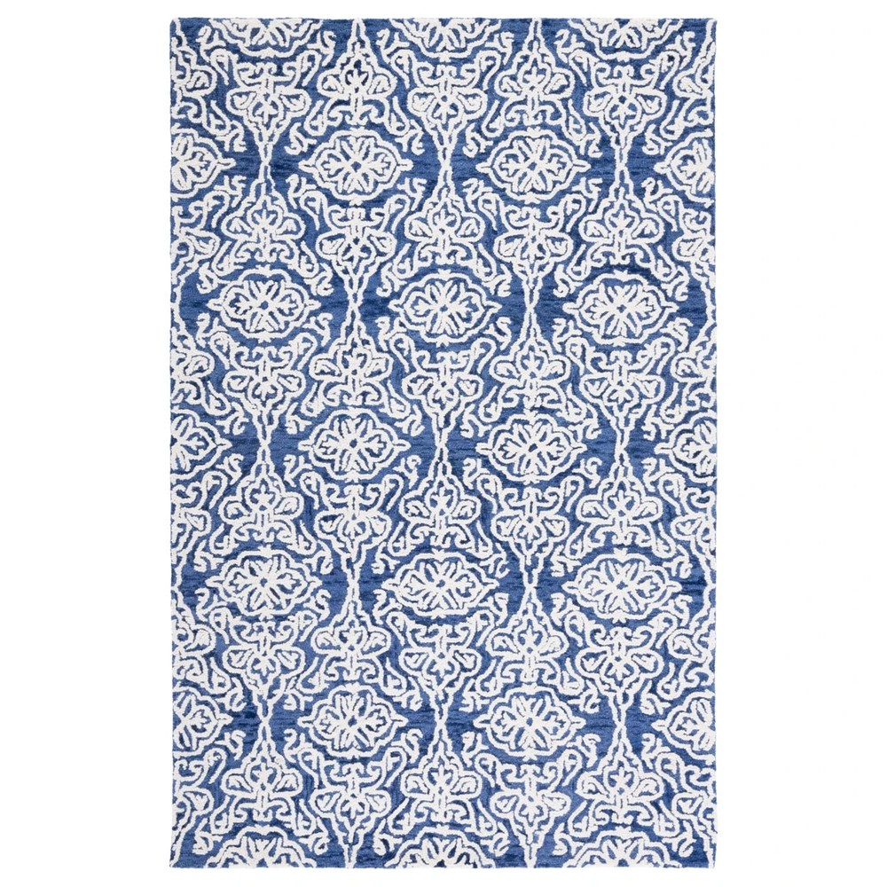 Handmade Navy / Ivory Hand Tufted Area Rug