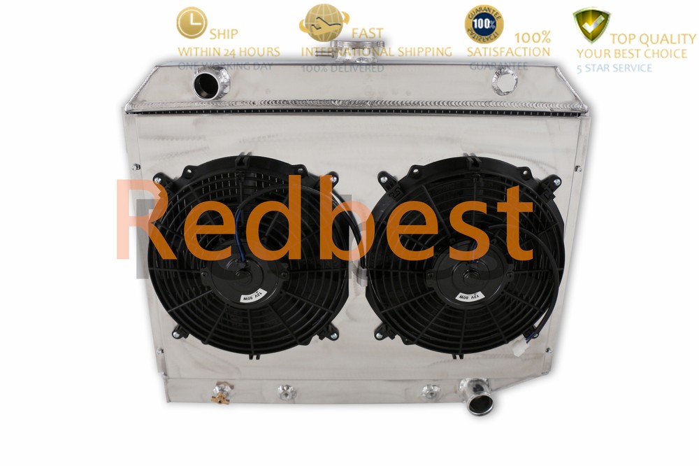 3 ROW ALU RADIATOR SHROUD FANS FIT 1968-1974 69 DODGE MOPARS SMALL BLOCK 26