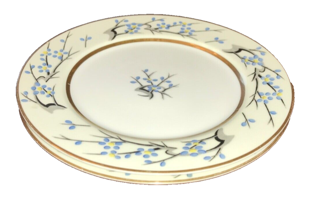 VTG MIKADO CHINA PLUM BLOSSOM OCCUPIED JAPAN LOT OF 2 SALAD PLATES BLU FLORAL